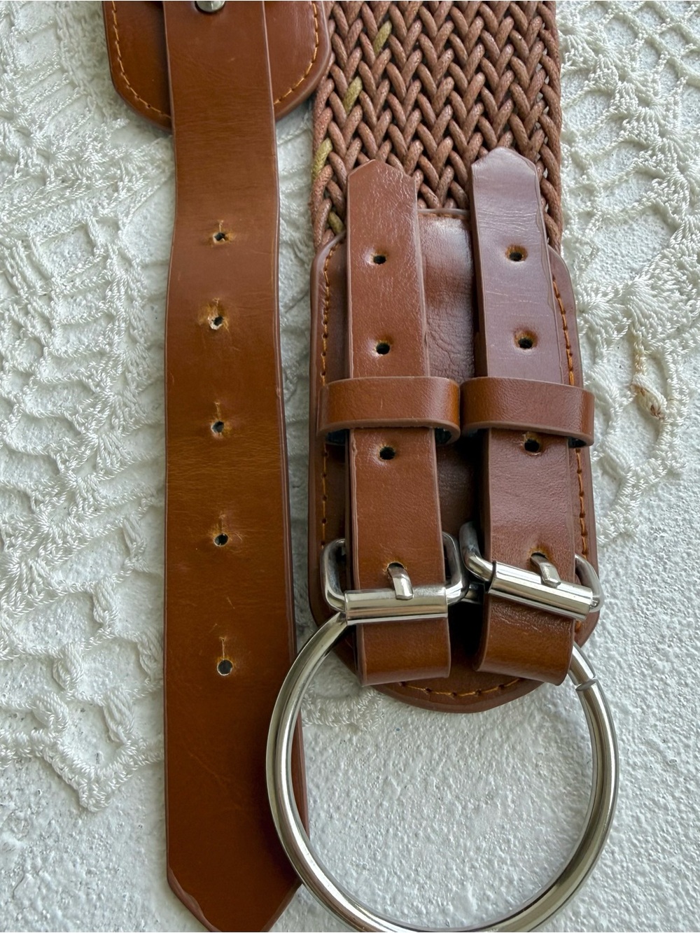 Y2k Boho woven ring belt 🤎 earthy braided waist belt - Picture 2 of 4